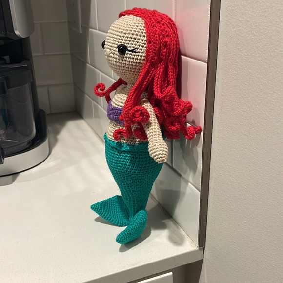 Handcrafted Ariel Little Mermaid Doll Crochet Decor Toy Disney Sea Ocean - Picture 5 of 13
